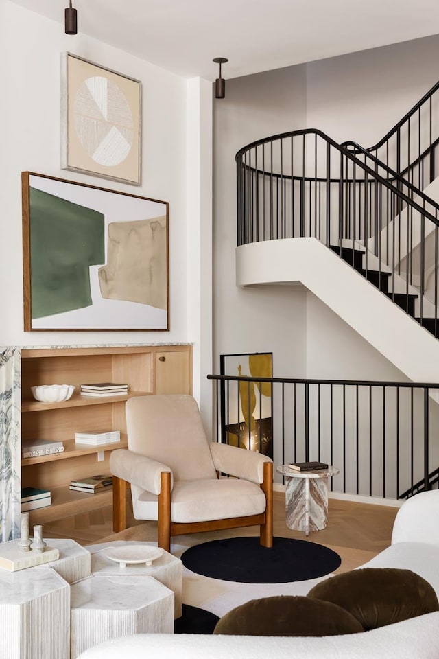 sitting room with stairway