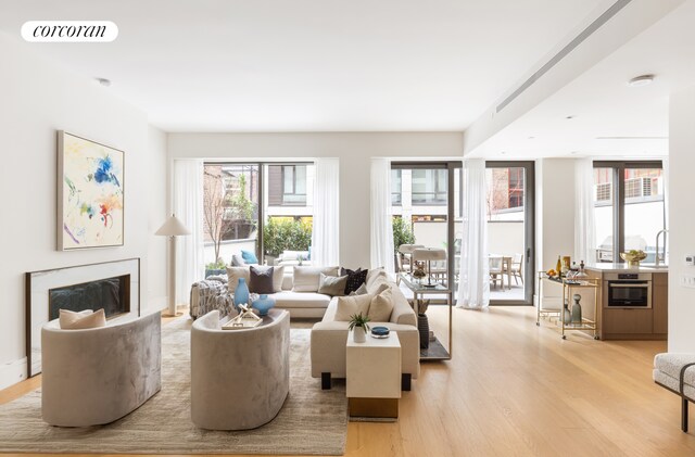 living room featuring light hardwood / wood-style floors