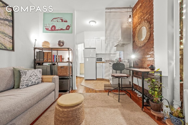 living room featuring light wood-type flooring