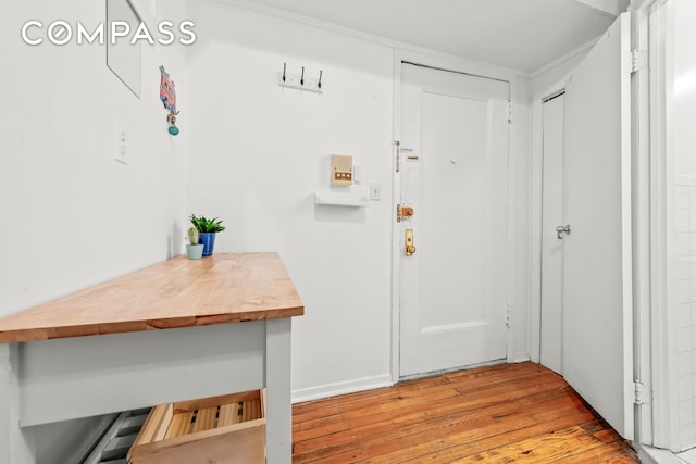 doorway featuring light wood finished floors