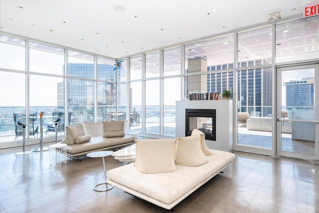 common area with floor to ceiling windows