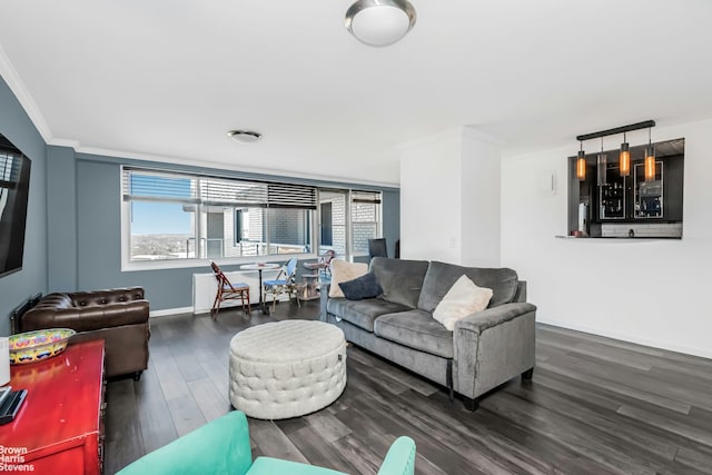3333 Henry Hudson Pkwy Unit 23P, New York City, NY 10463 - living room with ornamental molding, wood finished floors, plenty of natural light, and baseboards