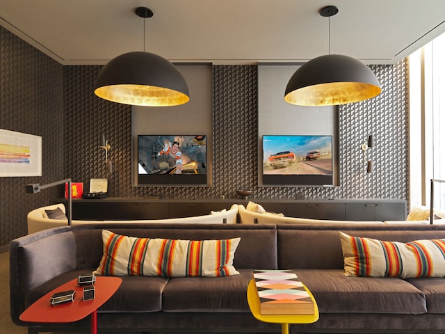 252 S St Unit 66B, New York City, NY 10002 - home theater with wallpapered walls