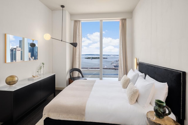 252 S St Unit 66B, New York City, NY 10002 - bedroom featuring a water view, wood finished floors, and access to outside