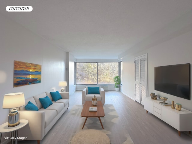 living room with wood-type flooring