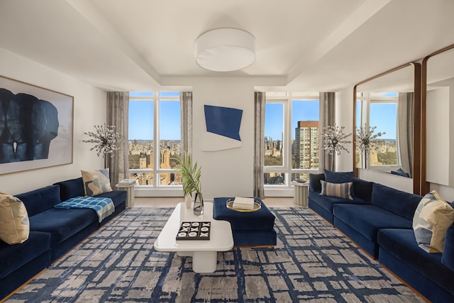 living area with carpet floors