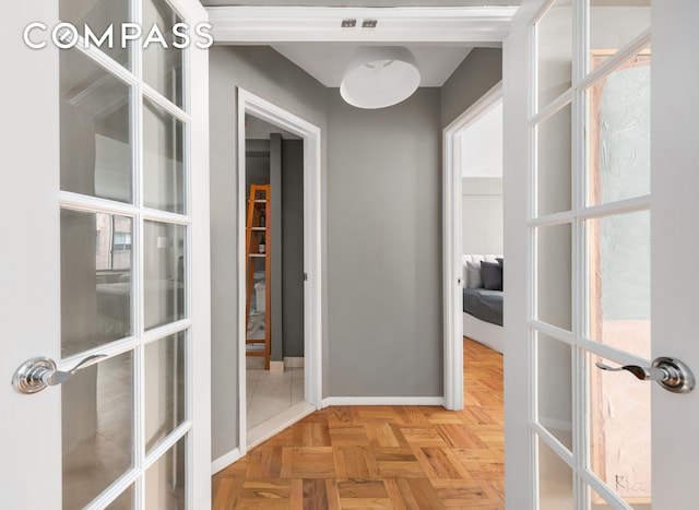 420 E 64th St Unit E3A, New York City, NY 10065 - hallway featuring french doors and baseboards