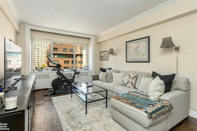 25 Sutton Pl S Unit 20J, New York City, NY 10022 - living area featuring ornamental molding and plenty of natural light