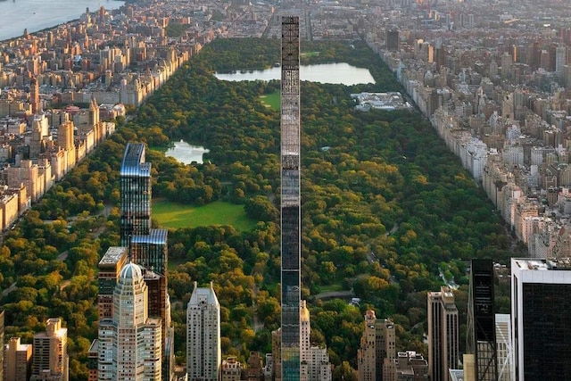 aerial view with a view of city and a water view