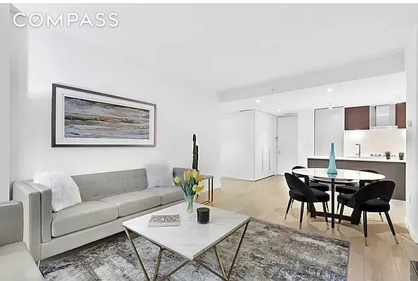 540 W 49th St Unit 406N/407N, New York City, NY 10019 - living area featuring light wood finished floors and recessed lighting