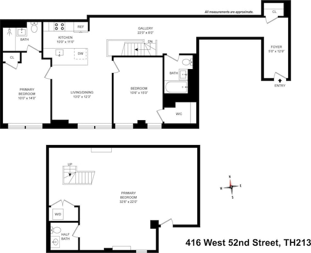 416 W 52nd St Unit Th213, New York City, NY 10019 - room layout