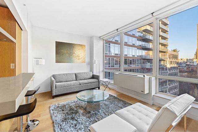 living room with light hardwood / wood-style floors