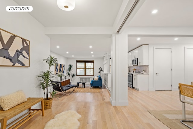 interior space with light hardwood / wood-style flooring