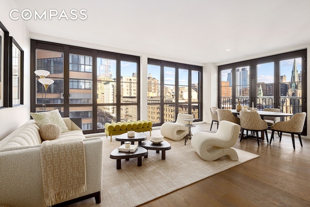 sunroom with a view of city