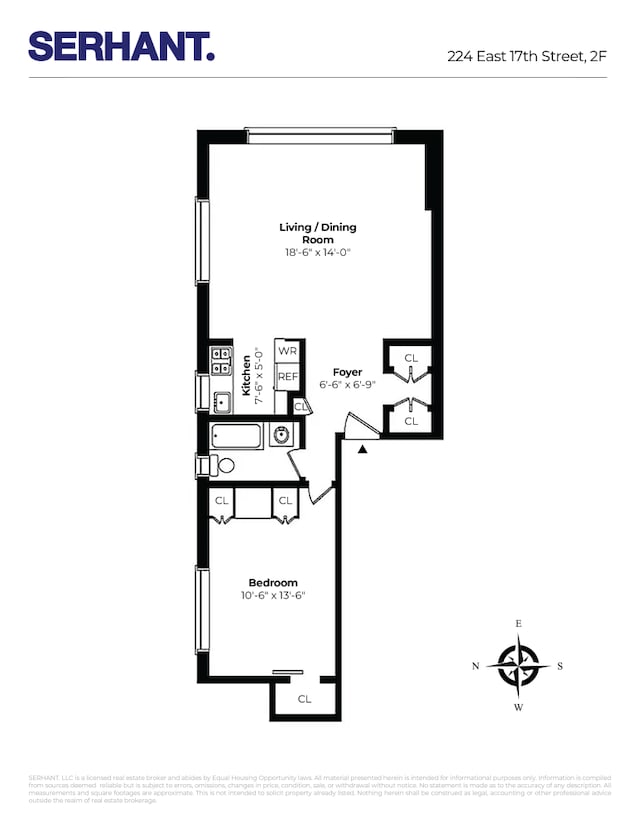 224 E 17th St Unit 2F, New York City, NY 10003 - floor plan / room layout