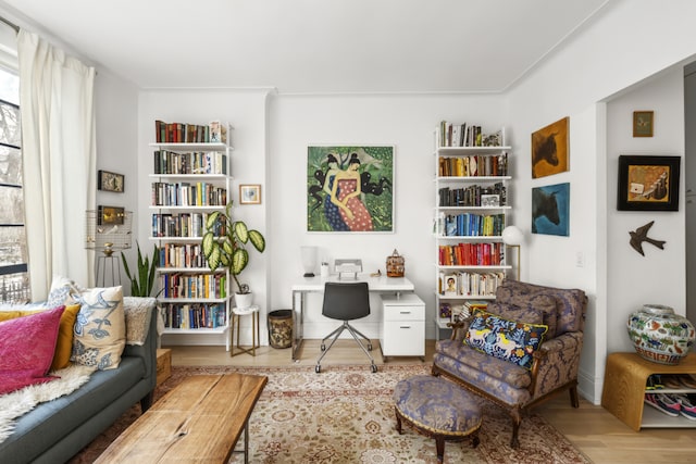 living area featuring wood finished floors