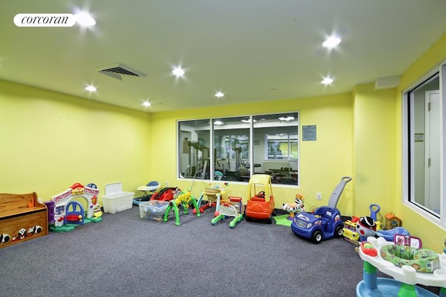 game room with carpet flooring