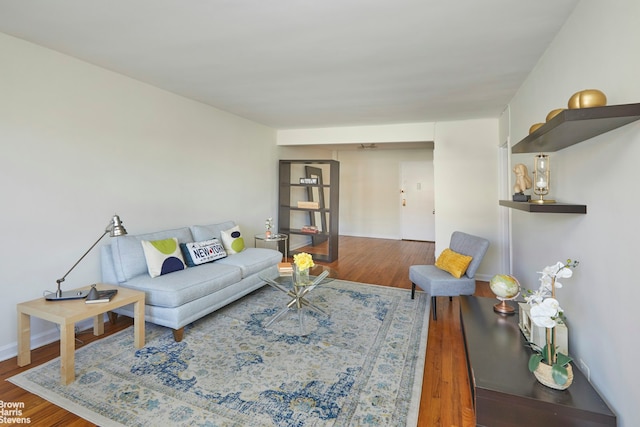 living area featuring wood finished floors