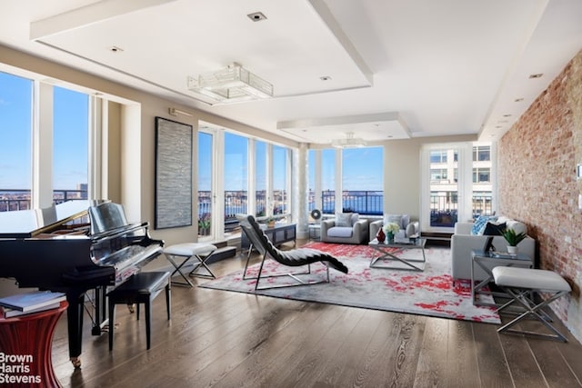 interior space featuring a tray ceiling