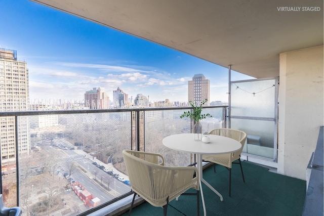 balcony with a city view