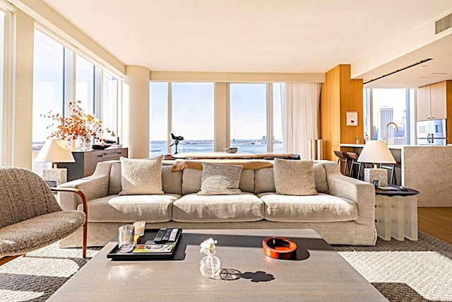 living room with hardwood / wood-style floors