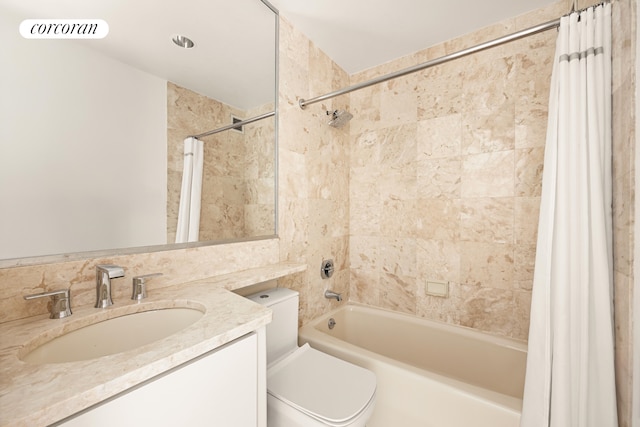 100 United Nations Plz Unit 7G, New York City, NY 10017 - bathroom featuring shower / bath combination with curtain, vanity, and toilet