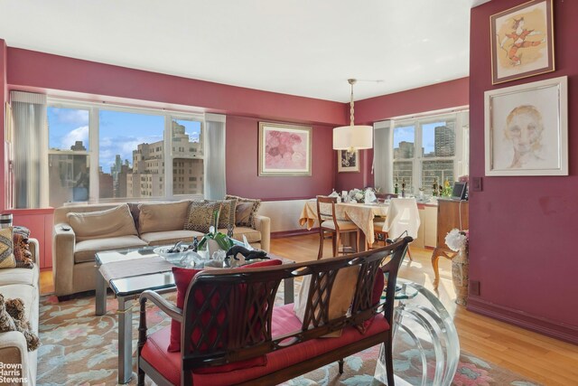 205 E 63rd St Unit 18C, New York City, NY 10065 - living room featuring a city view and light wood-style floors