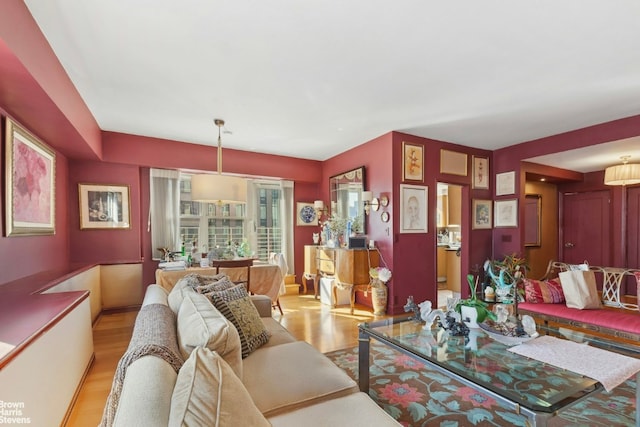 living room featuring light hardwood / wood-style flooring