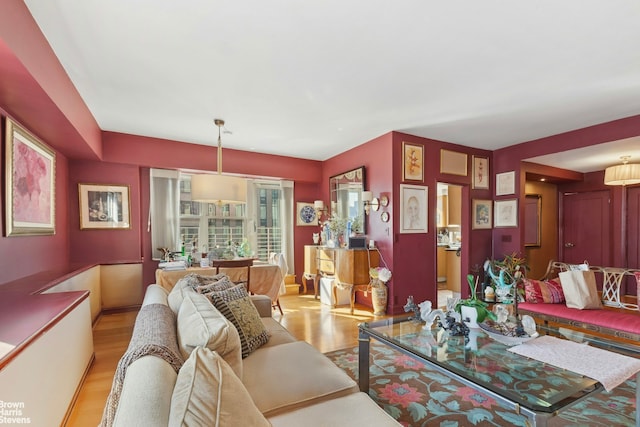 living area with wood finished floors