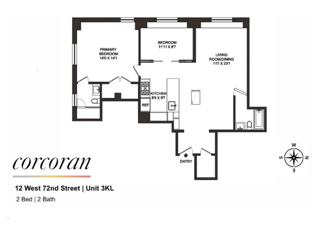 12 W 72nd St Unit 3Kl, New York City, NY 10023 - floor plan / room layout