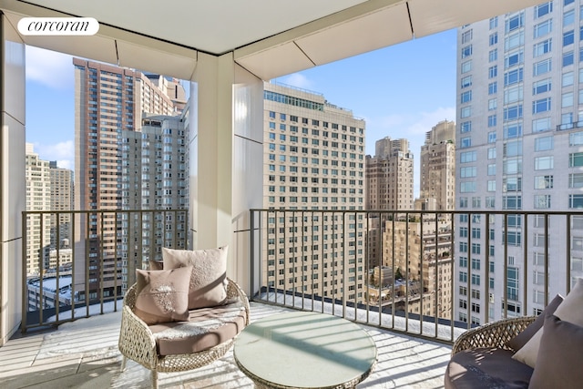 balcony with a view of city