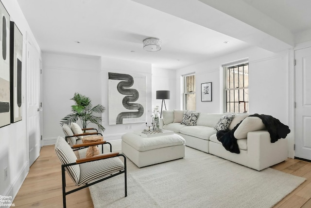 living room featuring light hardwood / wood-style floors