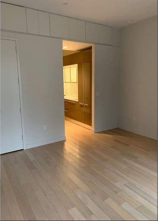 unfurnished room featuring light wood-type flooring