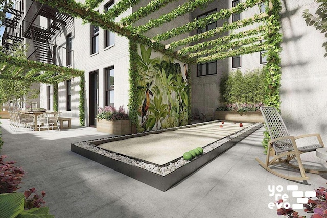 view of patio / terrace featuring a pergola