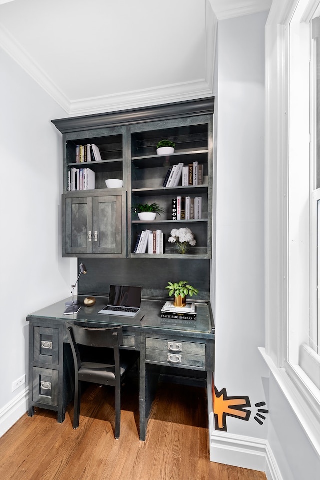 66 Madison Ave Unit 1A, New York City, NY 10016 - home office with wood finished floors, baseboards, and ornamental molding