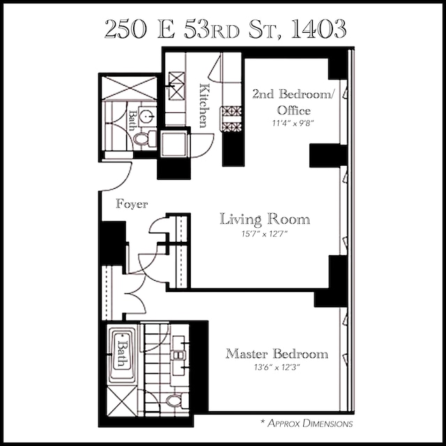 250 E 53rd St Unit 1403, New York City, NY 10022 - view of home floor plan