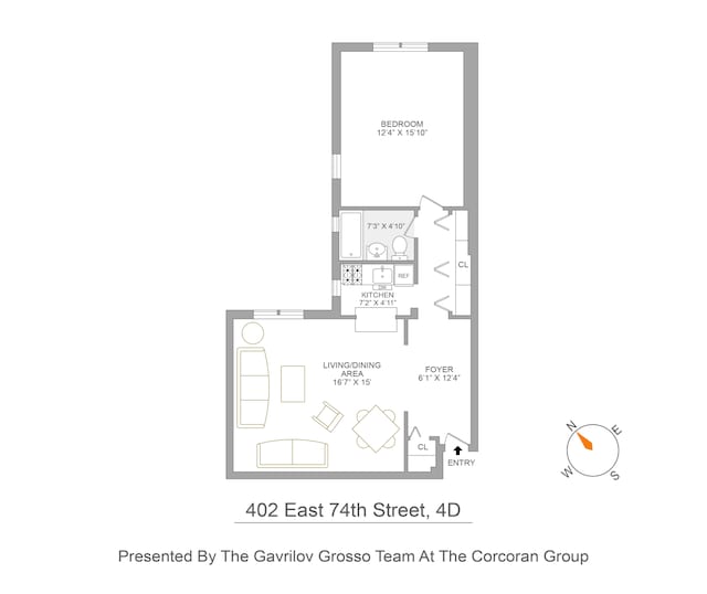 402 E 74th St Unit 4D, New York City, NY 10021 - view of room layout