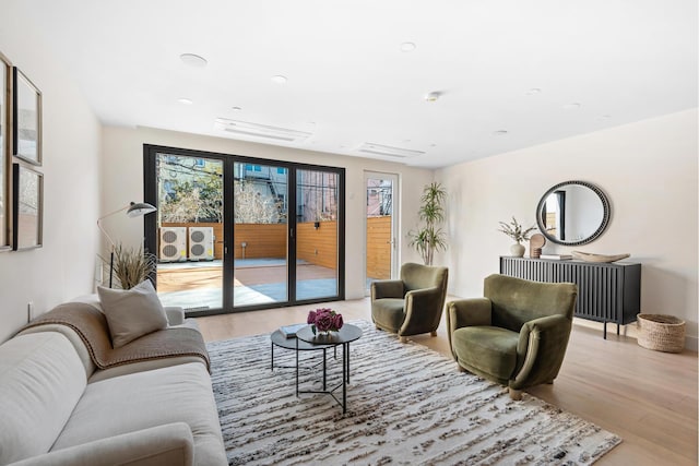 living area featuring light wood-type flooring