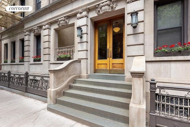 doorway to property with french doors