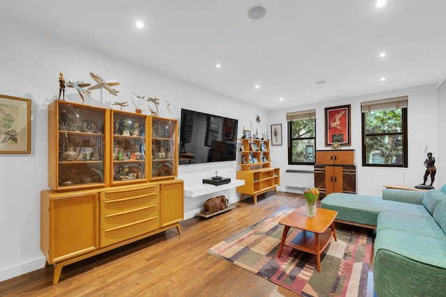 living room with hardwood / wood-style flooring