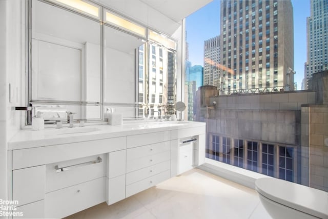 bathroom with vanity and toilet