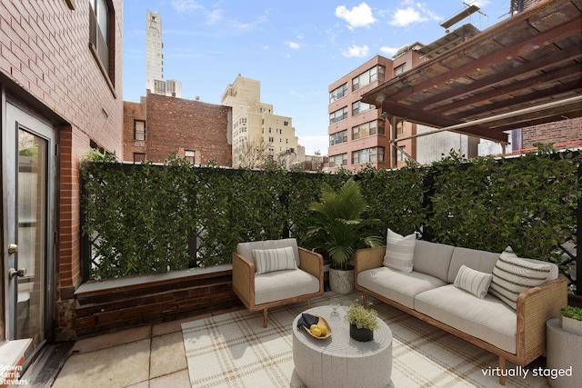 view of patio featuring an outdoor hangout area