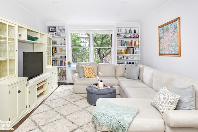 64 E 94th St Unit 3C, New York City, NY 10128 - living area with crown molding and built in features