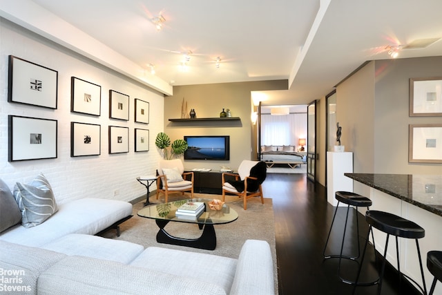 living room with hardwood / wood-style floors