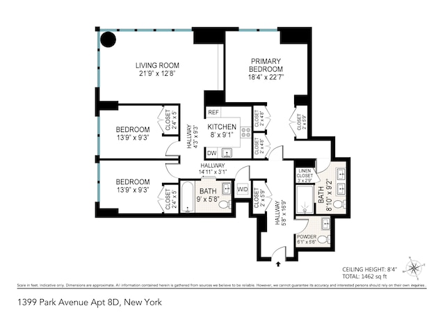 1399 Park Ave Unit 8D, New York City, NY 10029 - property floor plan