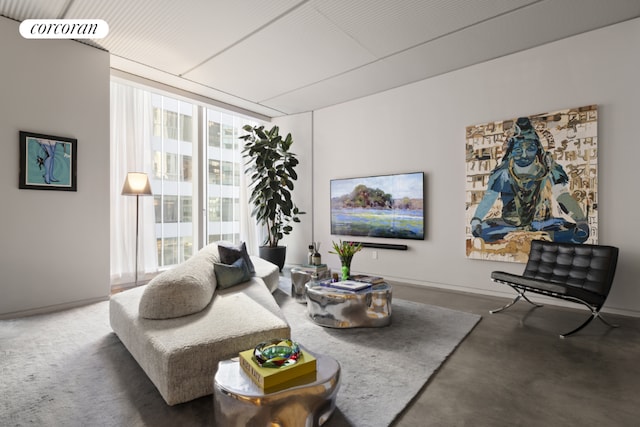 sitting room with expansive windows