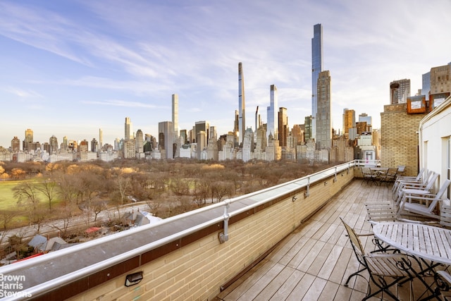 balcony featuring a view of skyline