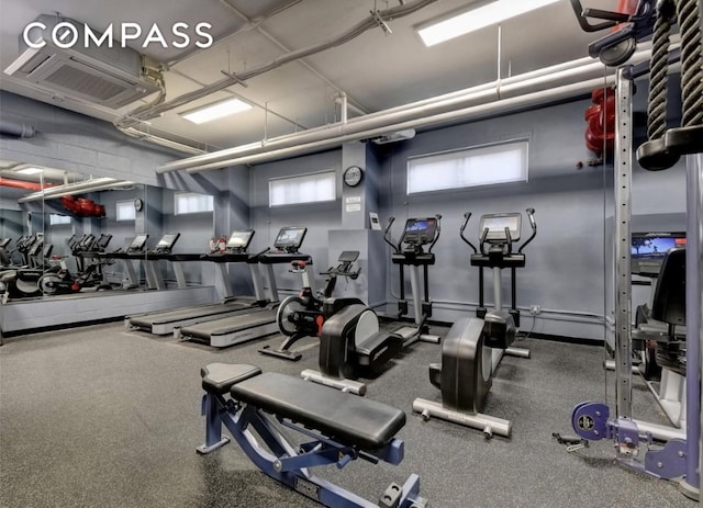 exercise room featuring a wealth of natural light