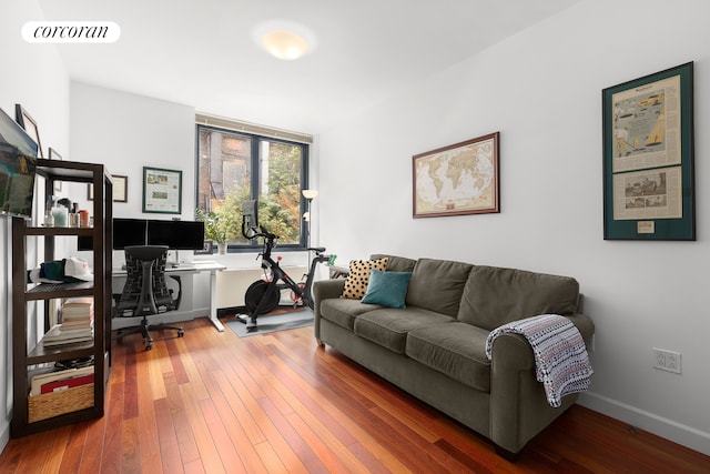 50 W 15th St Unit 2E, New York City, NY 10011 - office area featuring wood finished floors and baseboards
