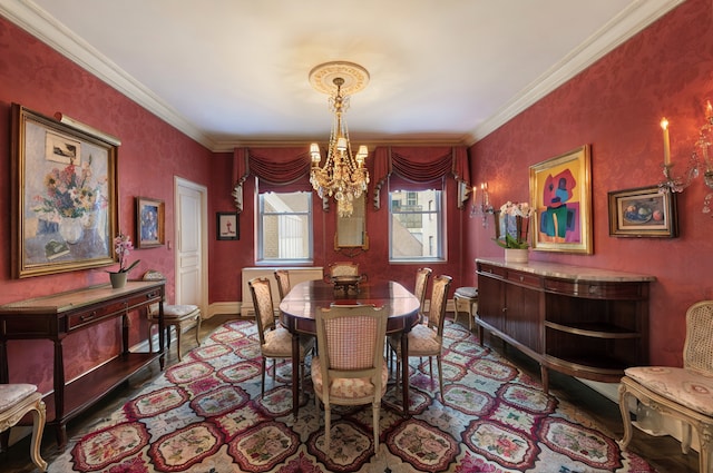 475 Park Ave Unit 8A/Sr23, New York City, NY 10022 - dining space with a chandelier and crown molding